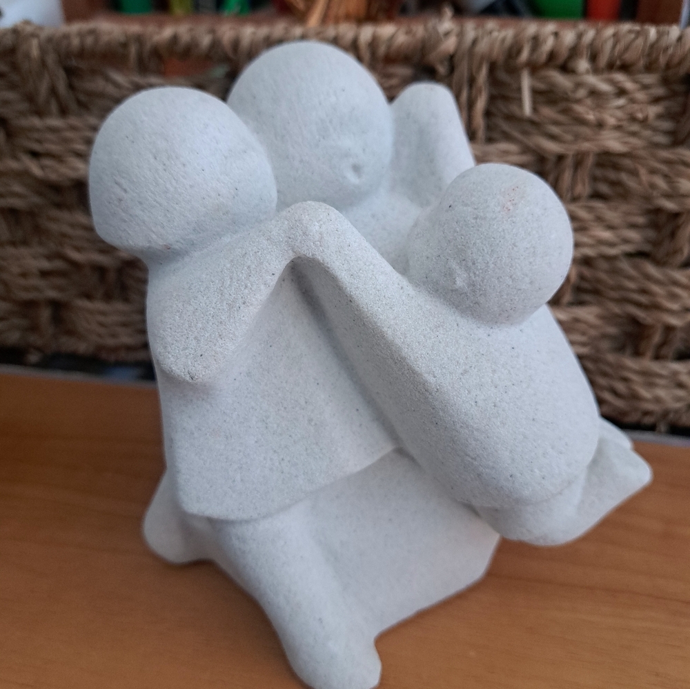 MARBELL Stone Art Belgium FAMILY sculpture figurine Mother Father Baby solid